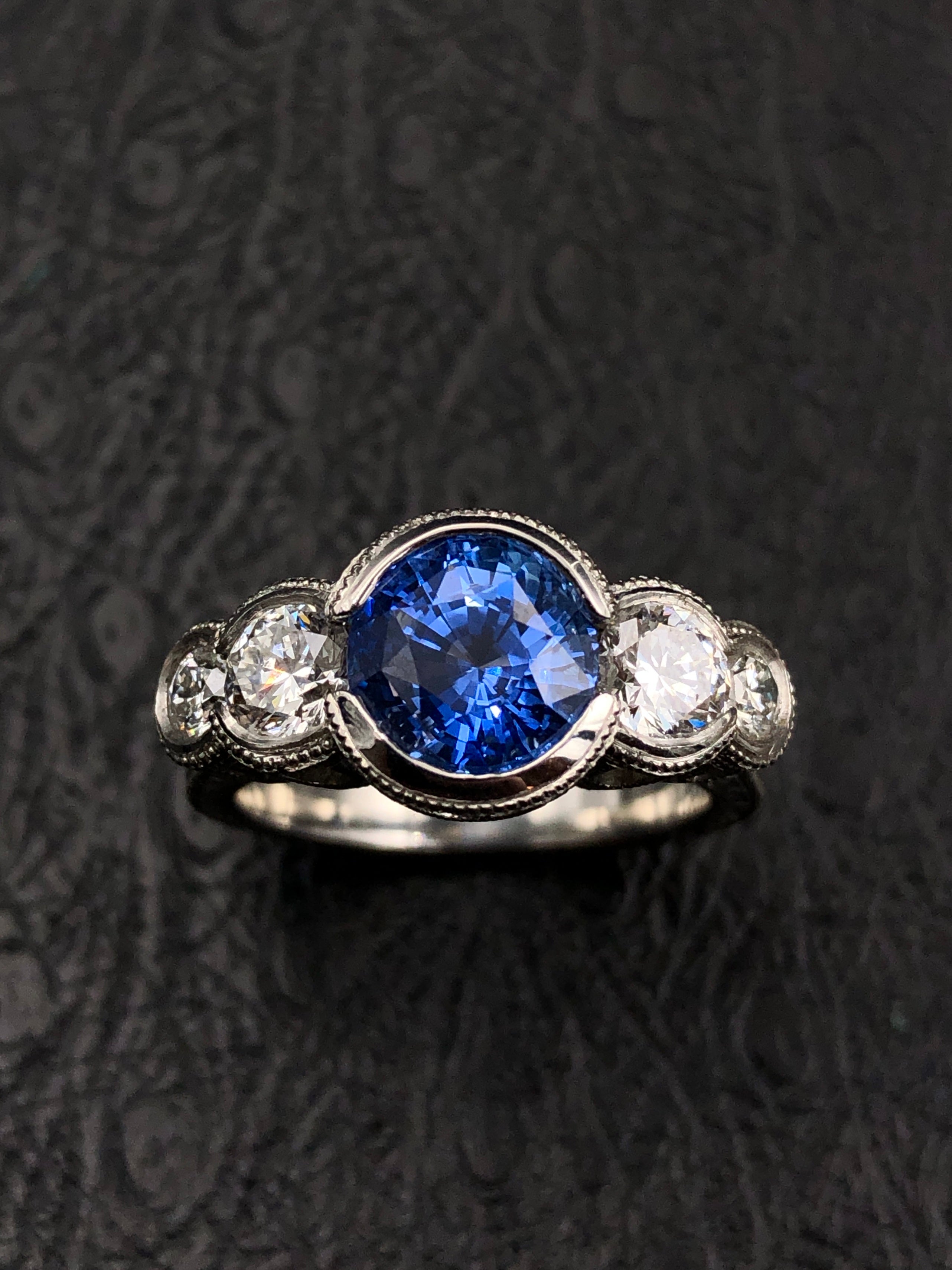 Blue Sapphire Ring in Platinum