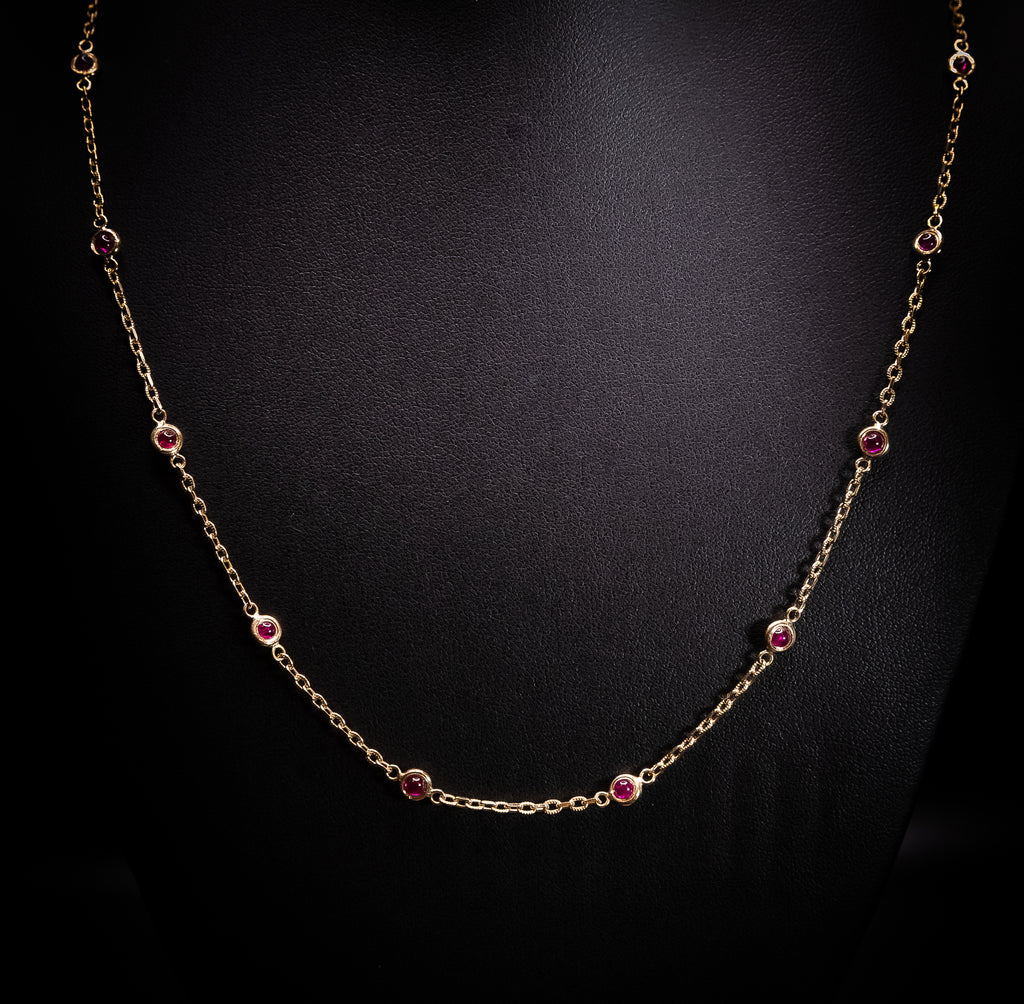 Double Sided Cabochon Ruby Necklace