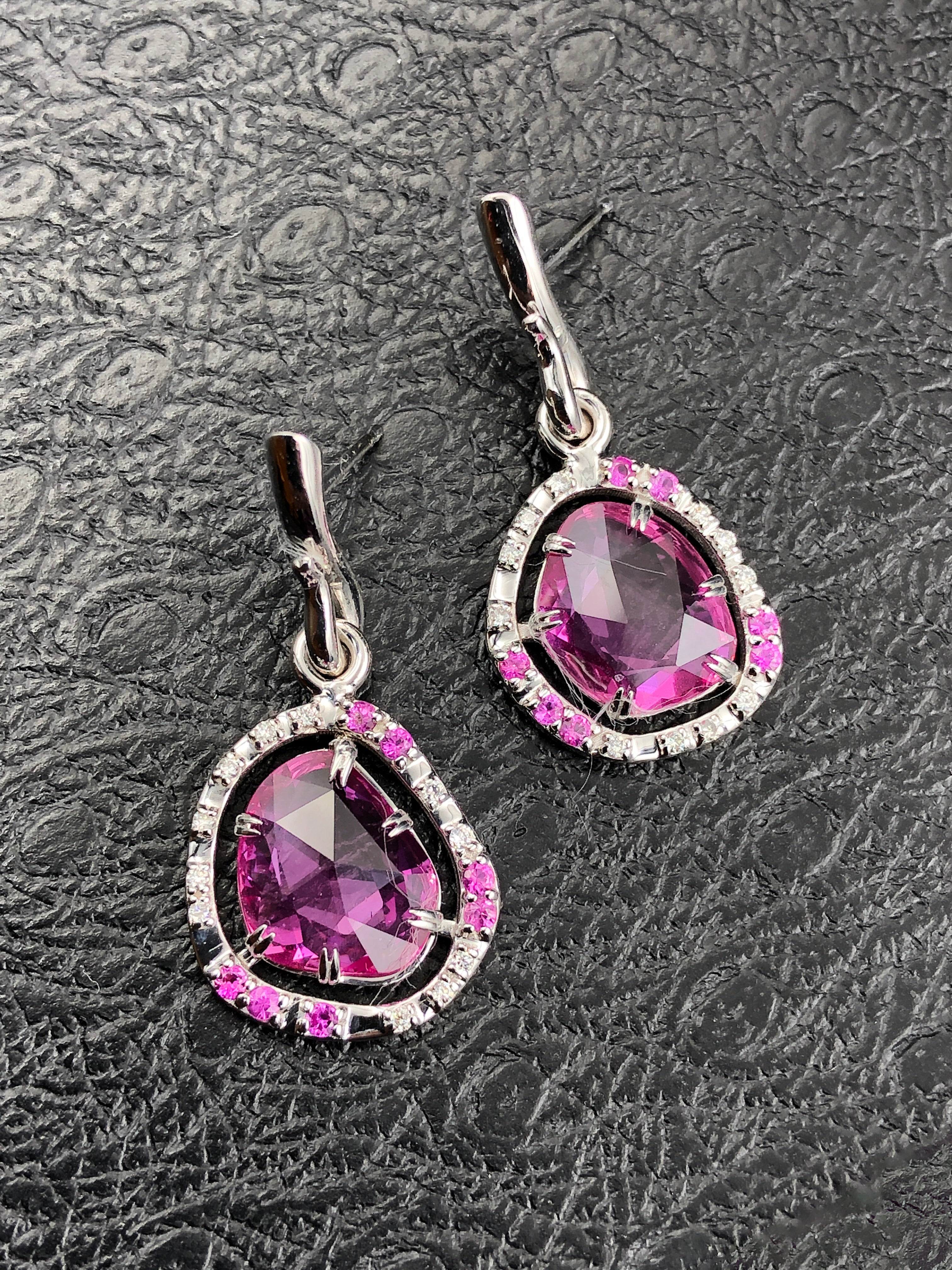 Hot Pink Sapphire Earrings