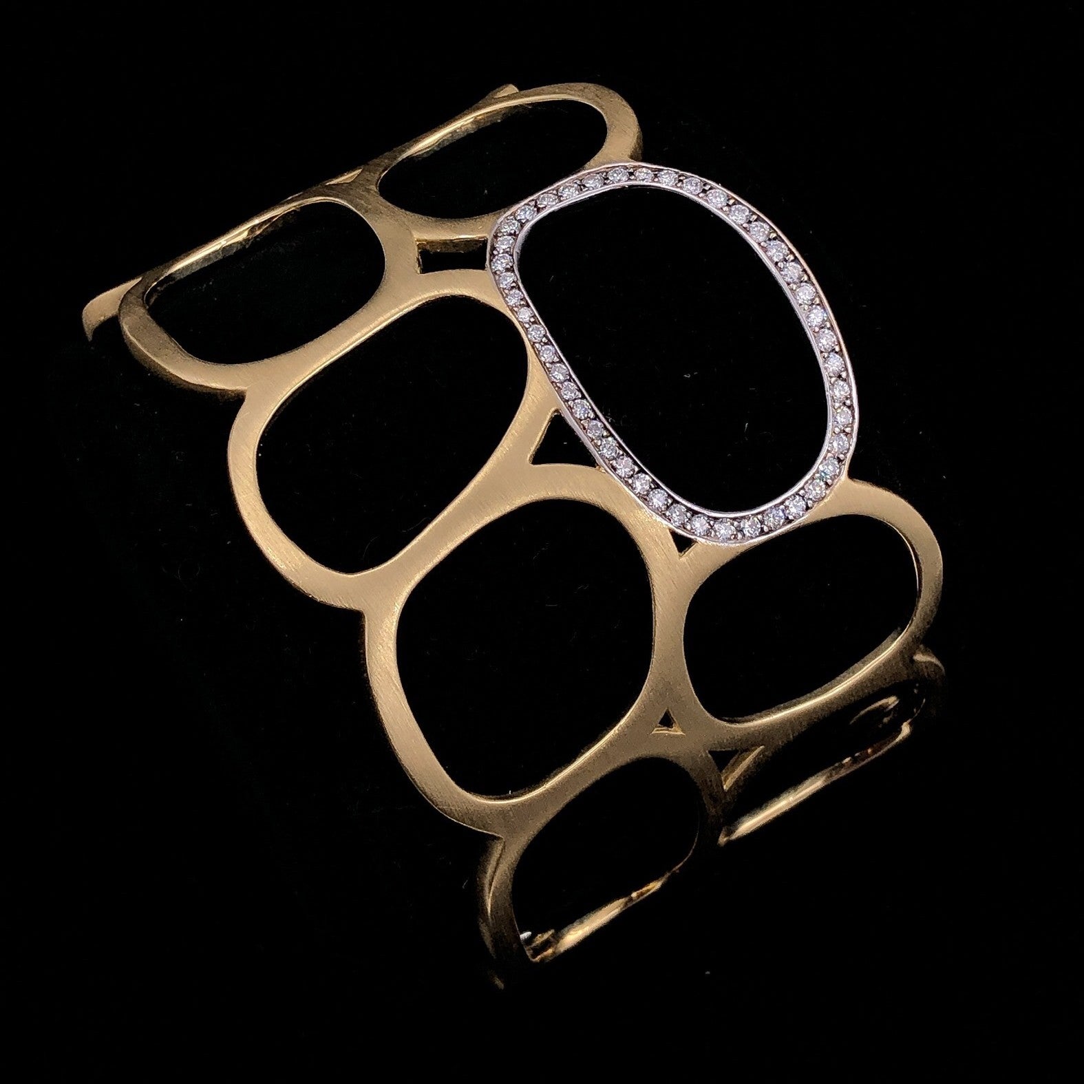 Open Cuff Bracelet with Diamond Link Accent