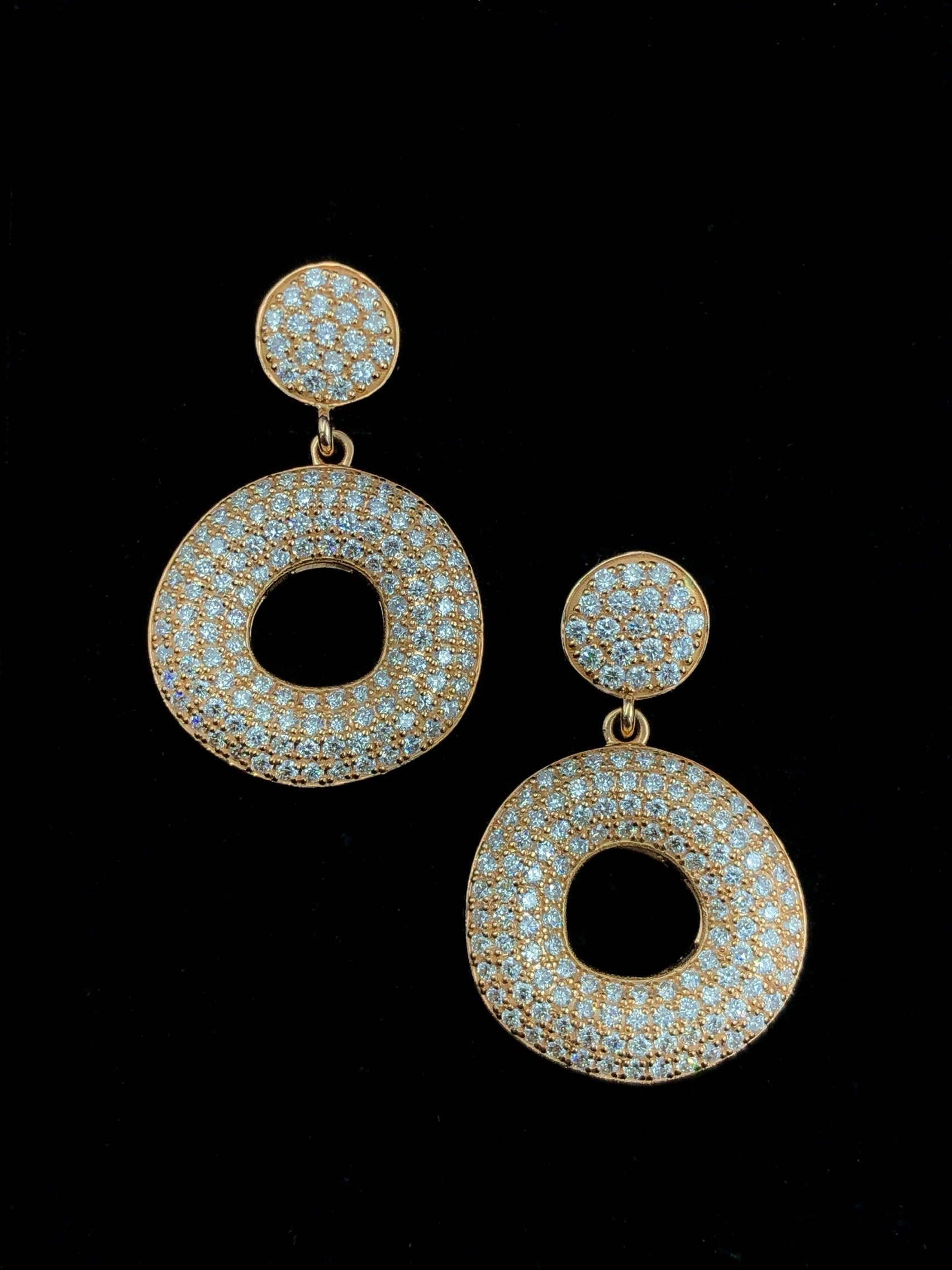 Pave Diamond Rose Gold Dangles