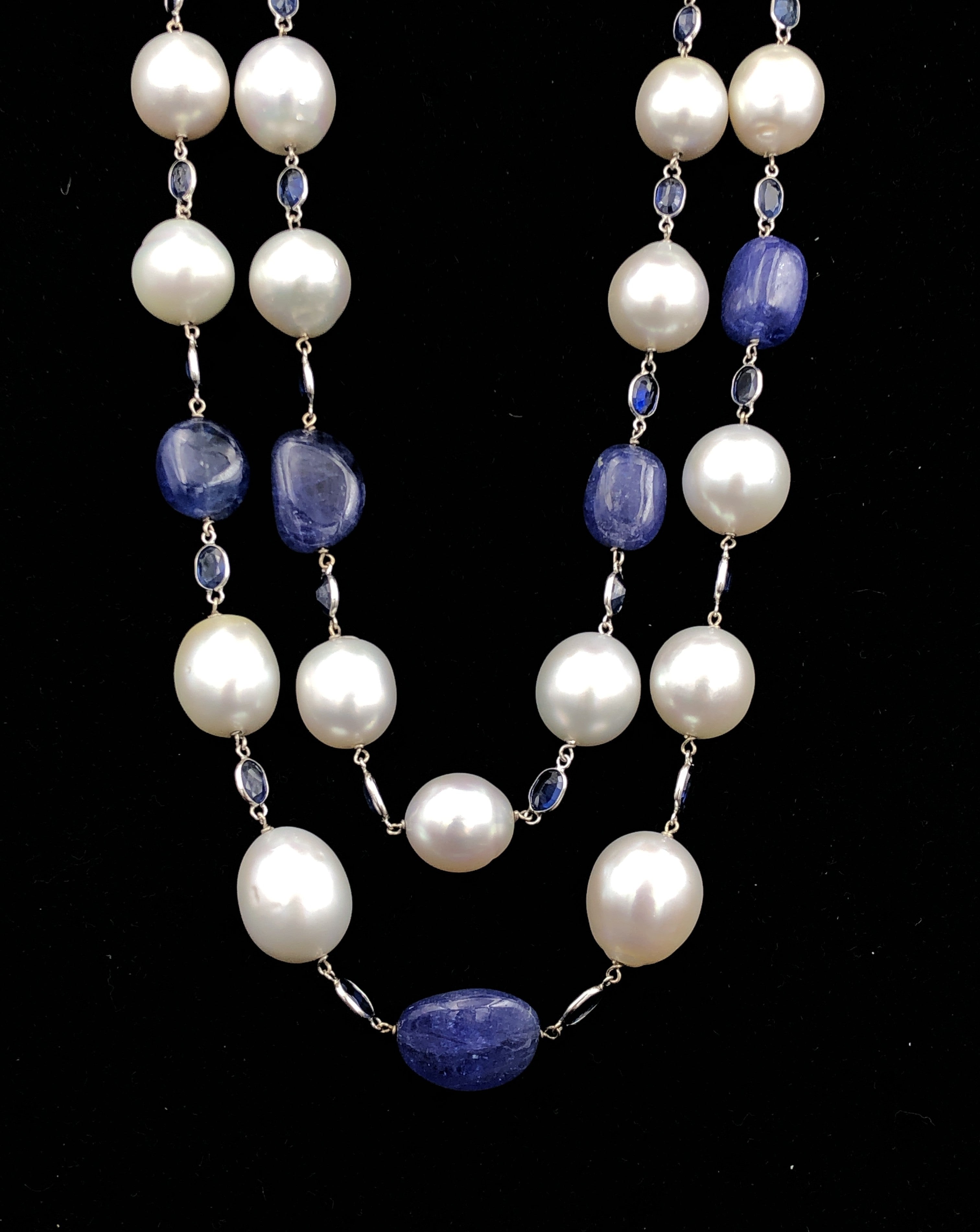 Sapphire and Tanzanite Pearl Necklace