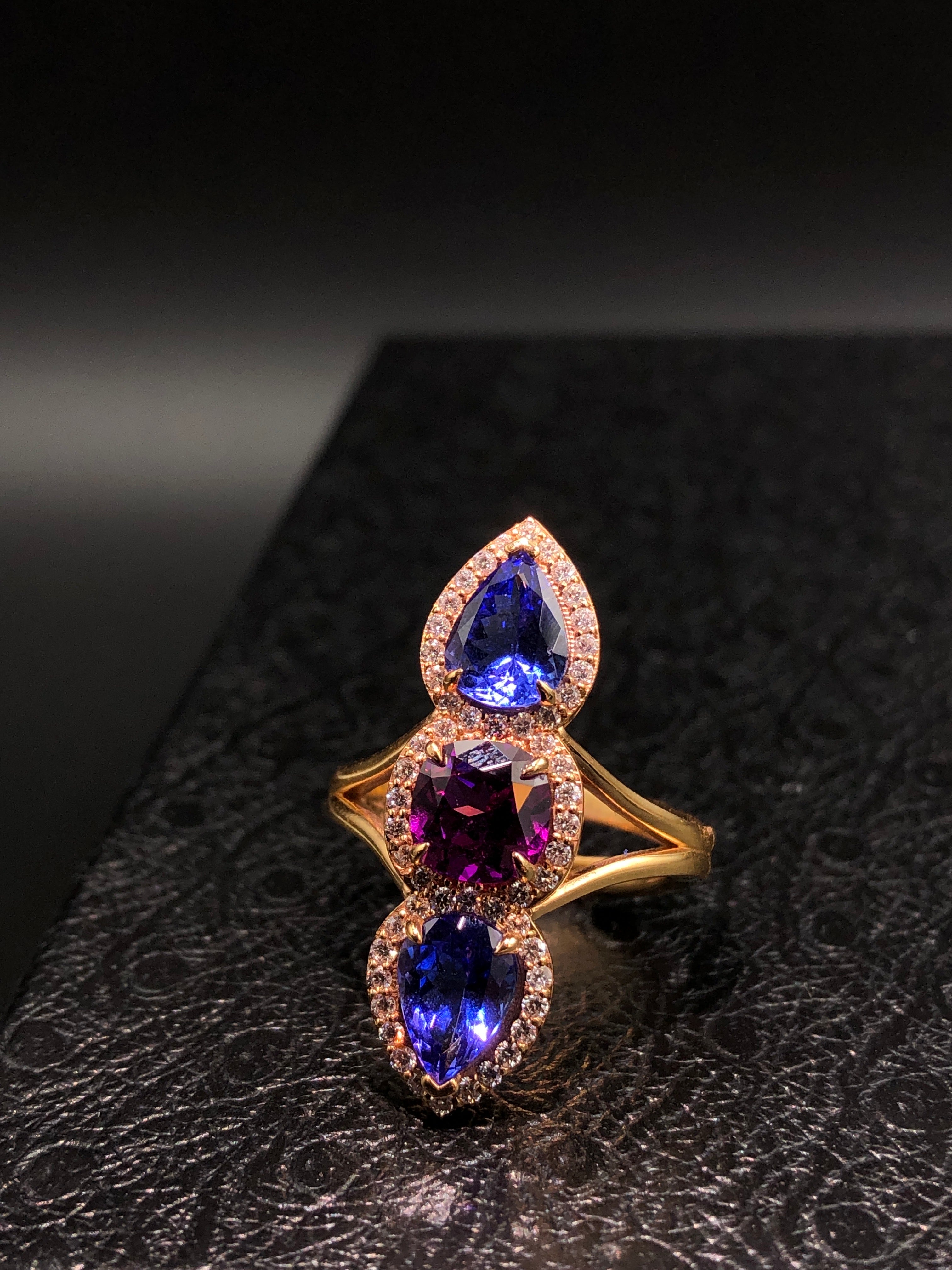 Tanzanite and Purple Garnet Ring