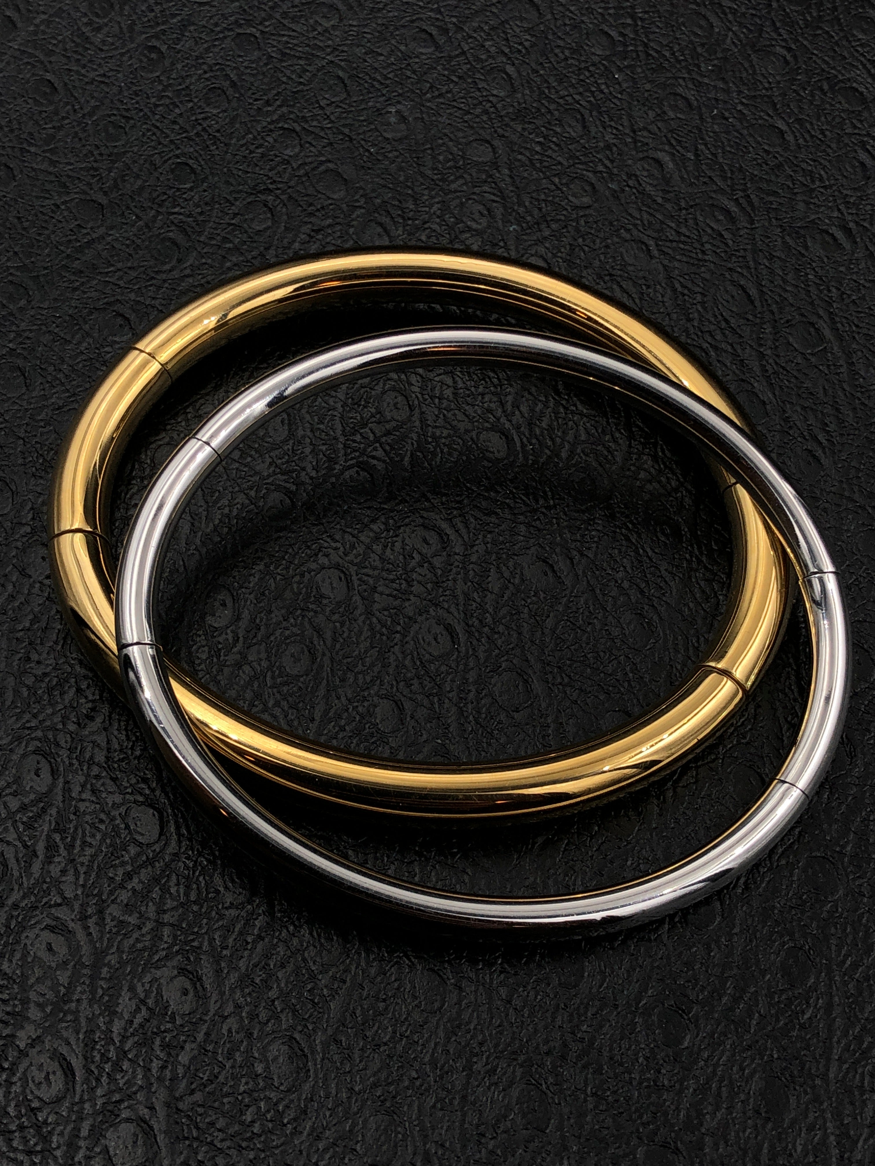 Sleek White and Yellow Gold Flex Bracelets