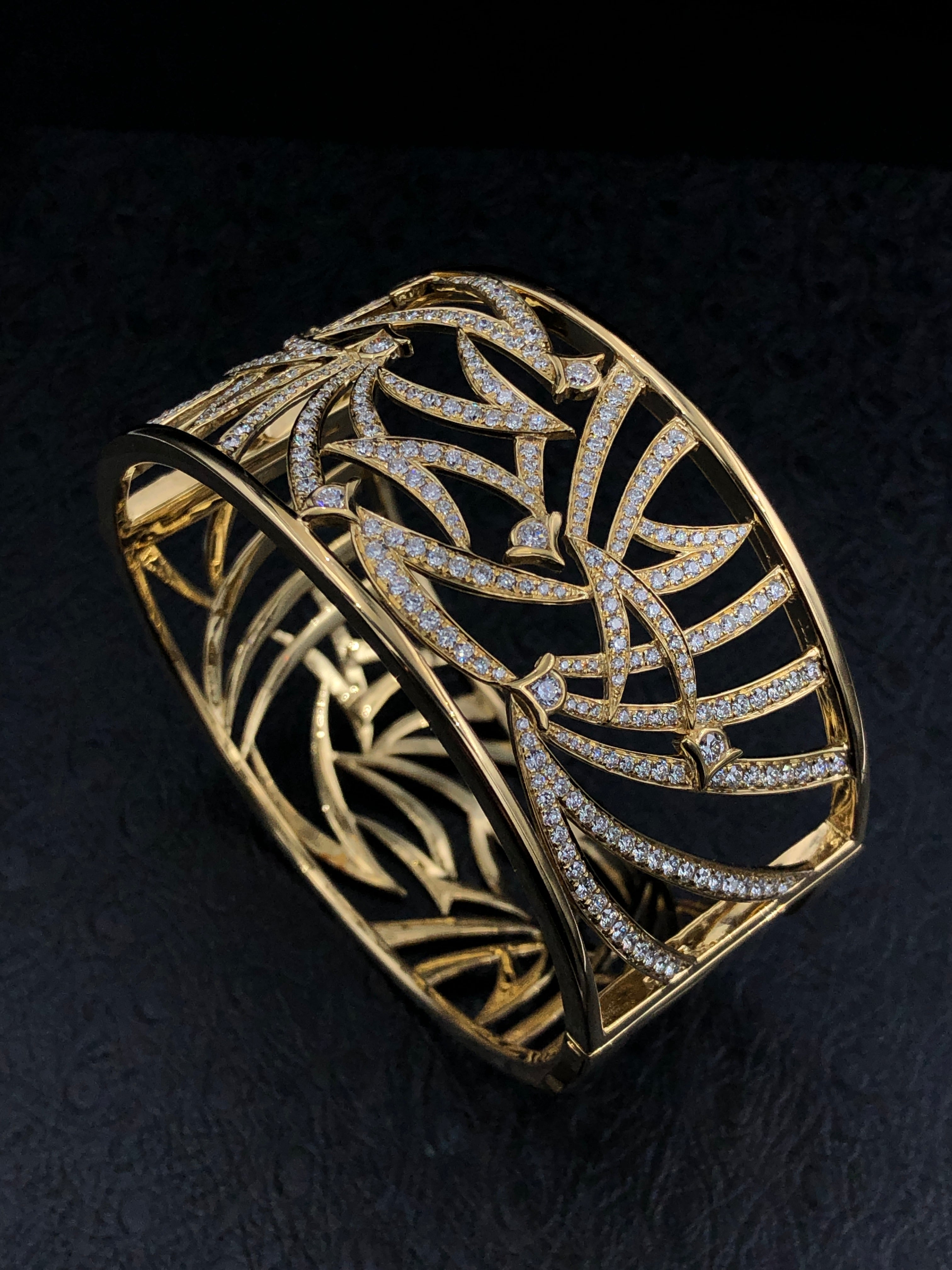 Wide Open Cuff Bracelet with Diamonds